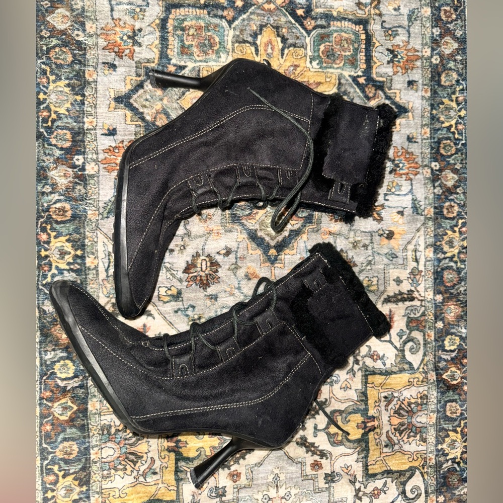 Anne Klein “GO” Lace-Up Heeled Booties